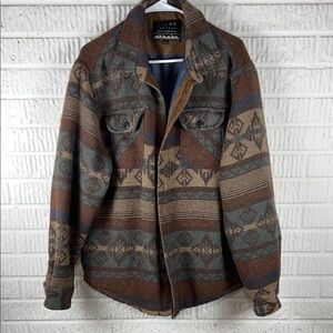 Jachs Men's Aztec Patterned Jacket - Brown and Blue
